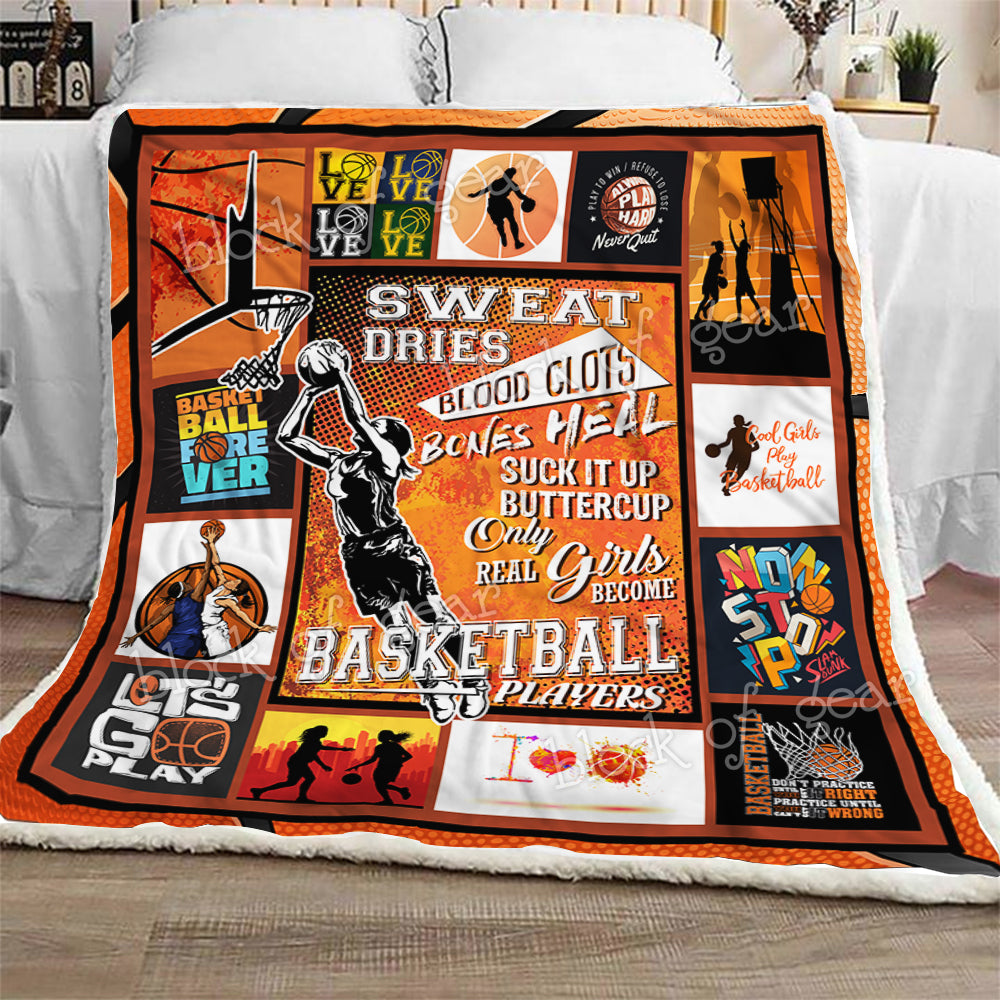 Real Girls Become Basketball Players CL281045MDF Sherpa Fleece Blanket