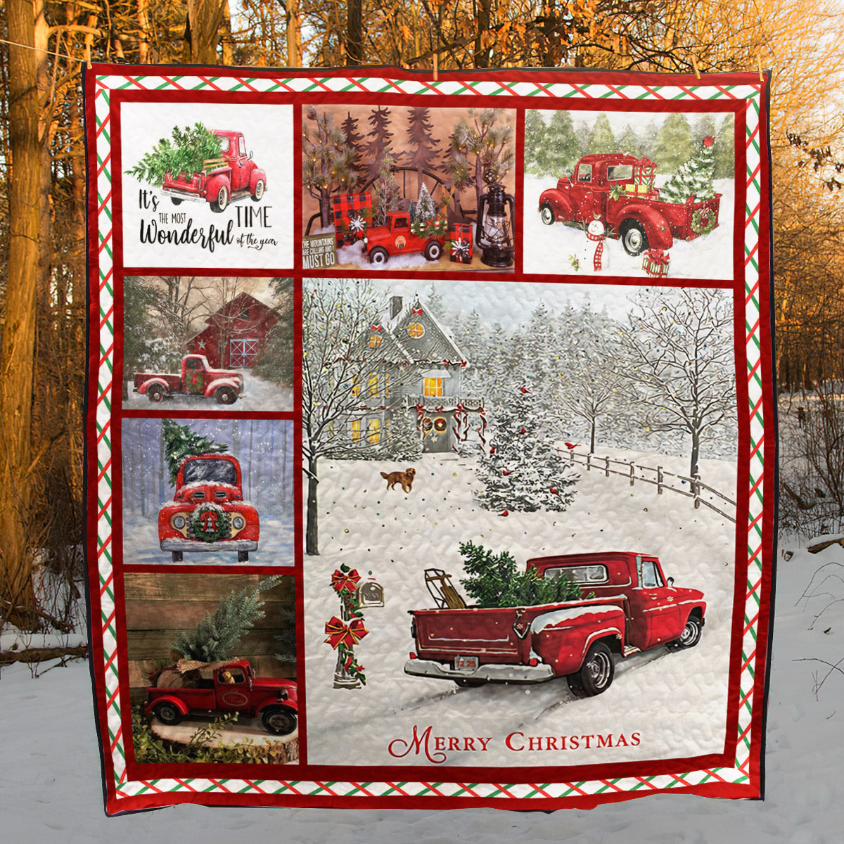 Red Truck Christmas CL15100306MDQ Quilt Blanket