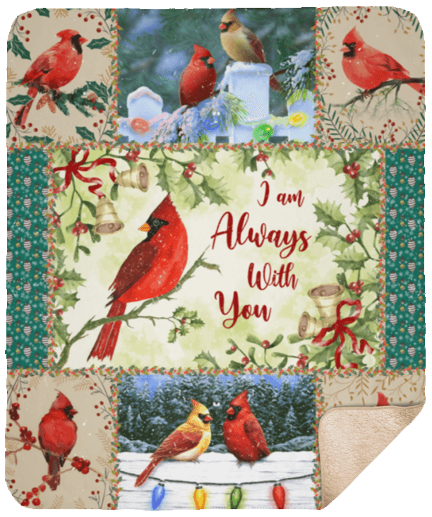 Red Birds Cardinal I Am Always With You CLM1810146S Sherpa Fleece Blanket