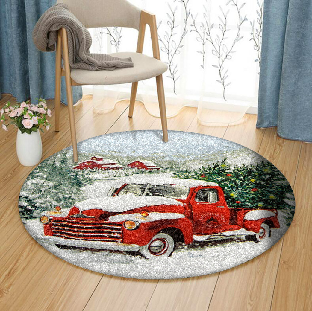 Red Christmas Truck NT2210038RR Round Area Rug
