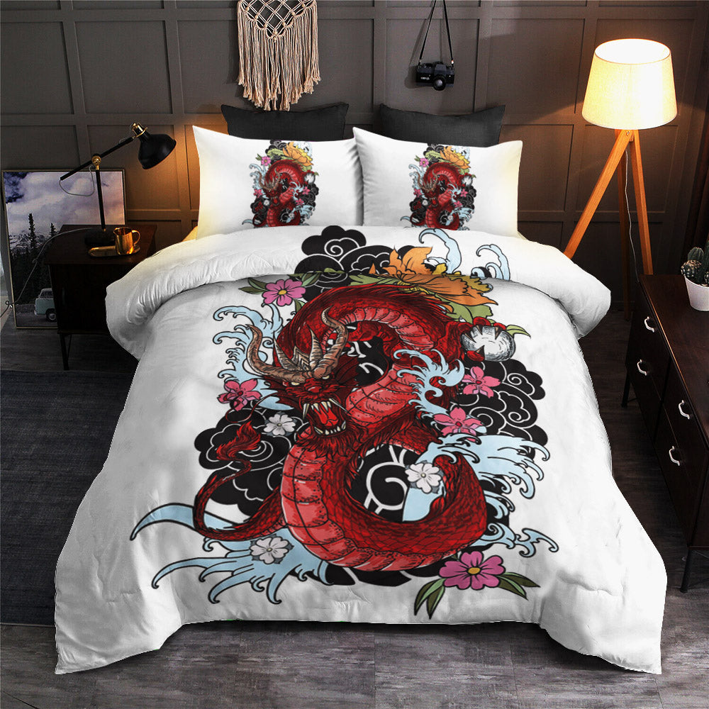 Red Dragon On White CLP0110133B Bedding Sets