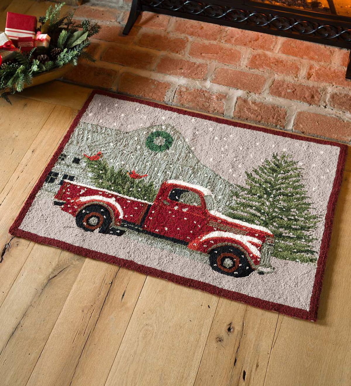 Red Truck Christmas CLM1610113D Non-slip Door mats