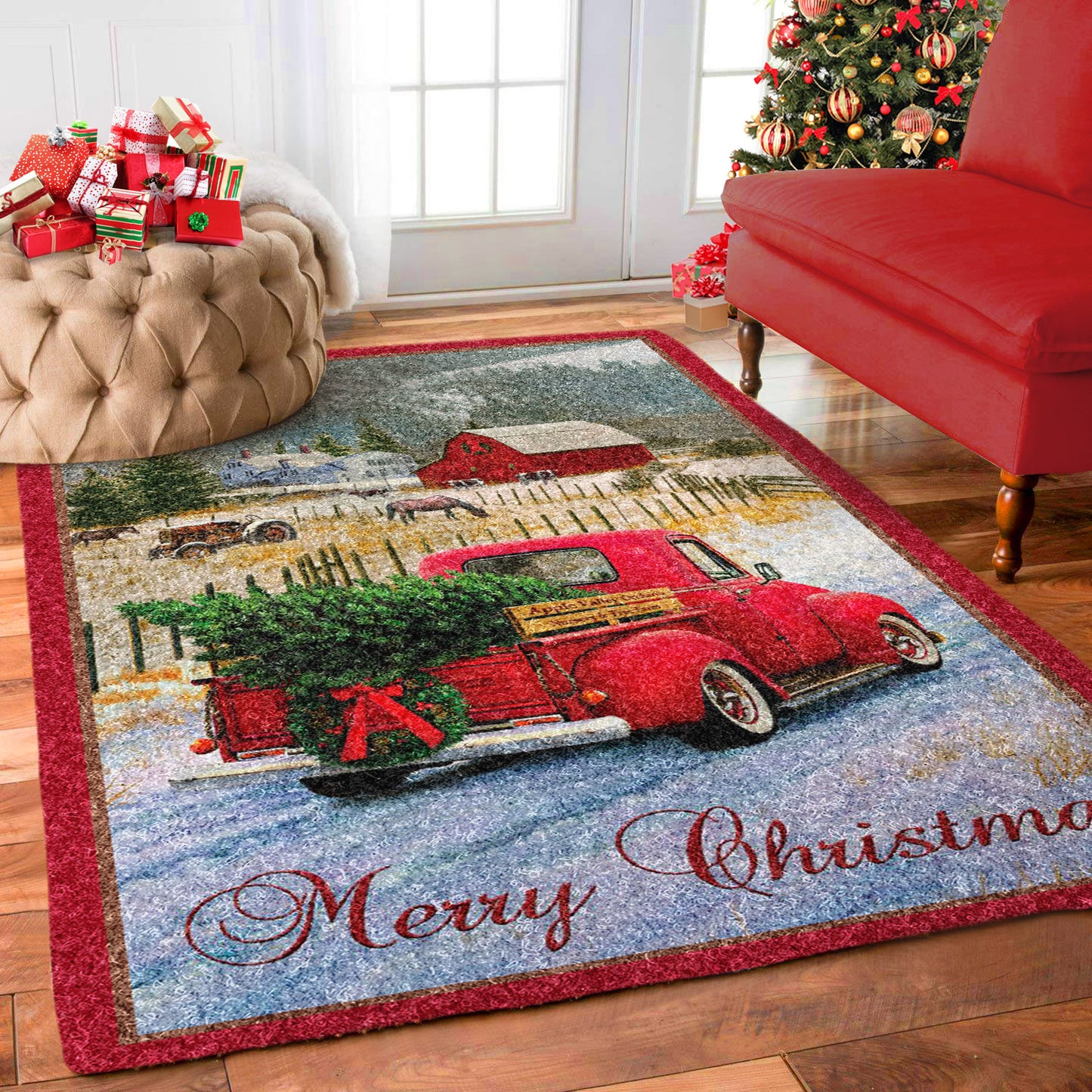 Red Truck Christmas HM0211071R Rug