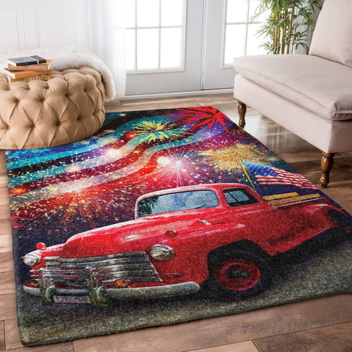 Red Truck House Flag HN2910204R Rug