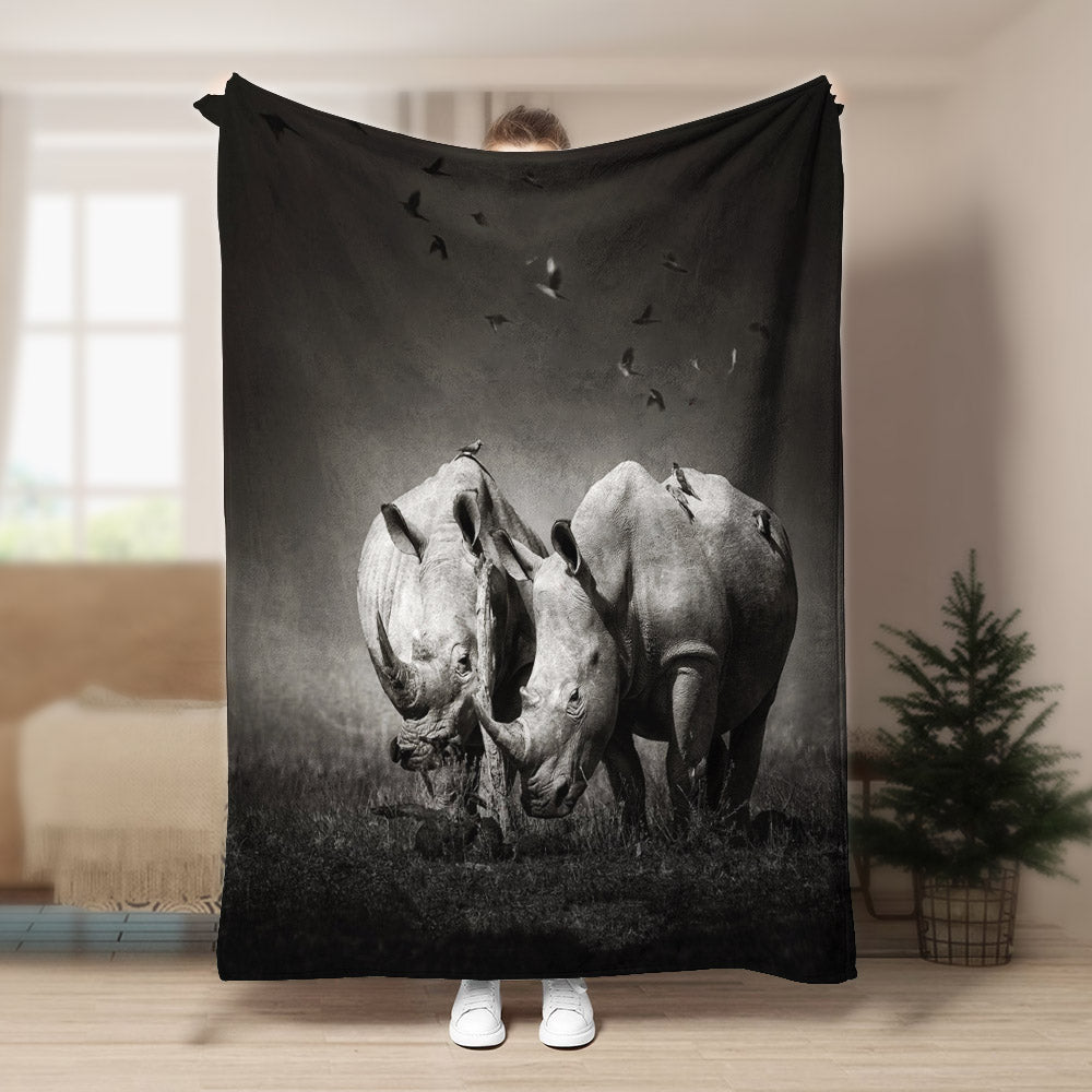 Rhino Couple CLA21100653F Sherpa Fleece Blanket