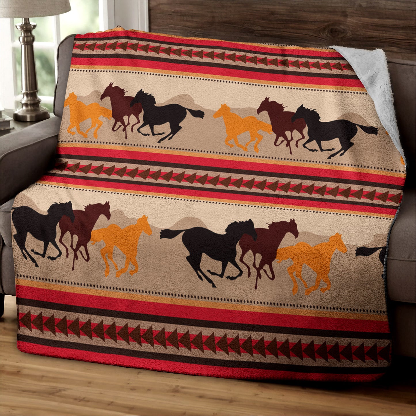 Running Horse CLP270855 Sherpa Fleece Blanket