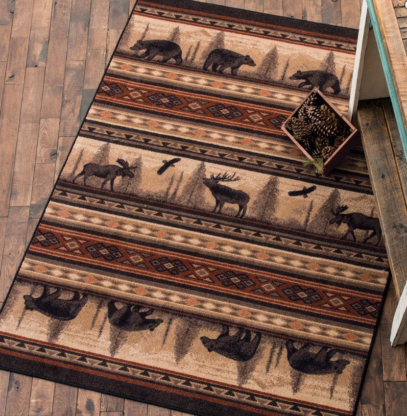 Rustic Bear And Moose CLA0410109R Rug