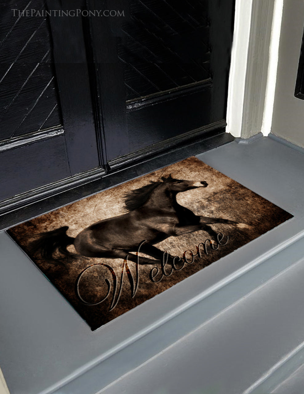Rustic Galloping Horse Welcome CLM0111100D Non-slip Door mats
