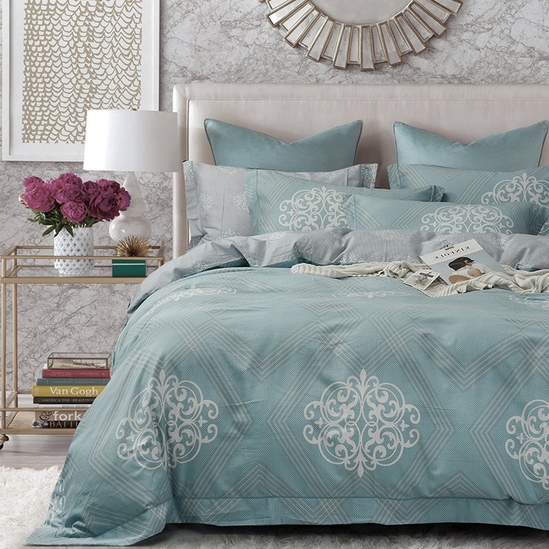 Sage Green White And Light Tan Geometric And Victorian Gothic CLA1210405B Bedding Sets