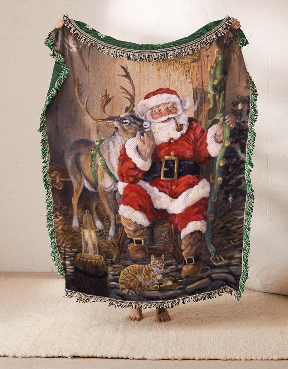 Santa Claus Reindeer HN1710145S Throw Blankets For Sofa