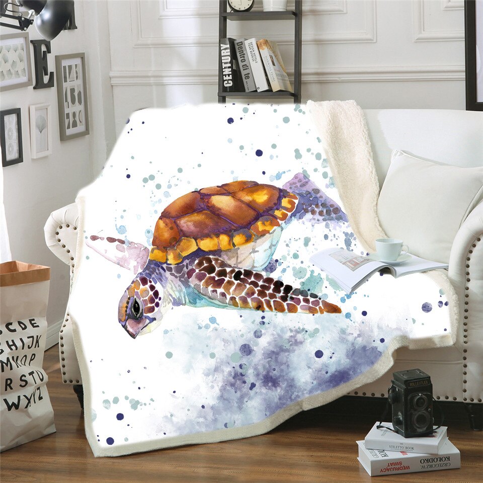 Sea Turtle CLA0510281F Sherpa Fleece Blanket