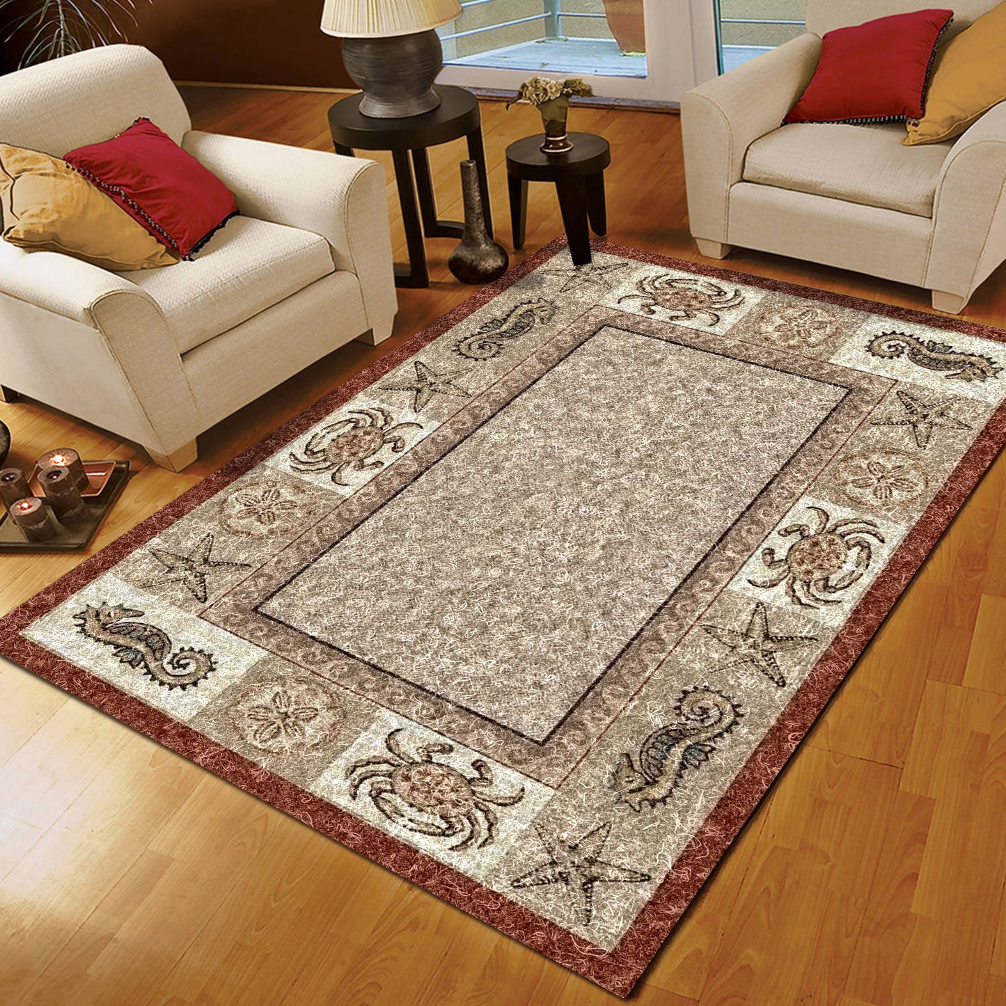 Seahorse Starfish Crab CLA0110183R Rug