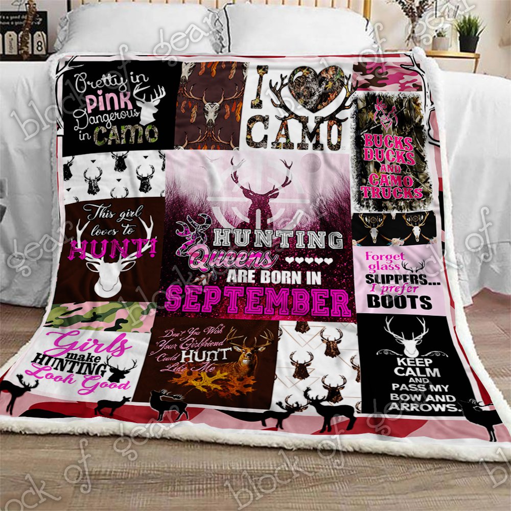 September Girls Hunting Queens CL2109125MD Sherpa Fleece Blanket