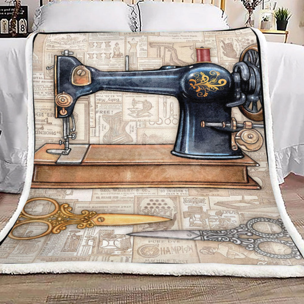 Sewing Machine Vintage NN230958TT Sherpa Fleece Blanket