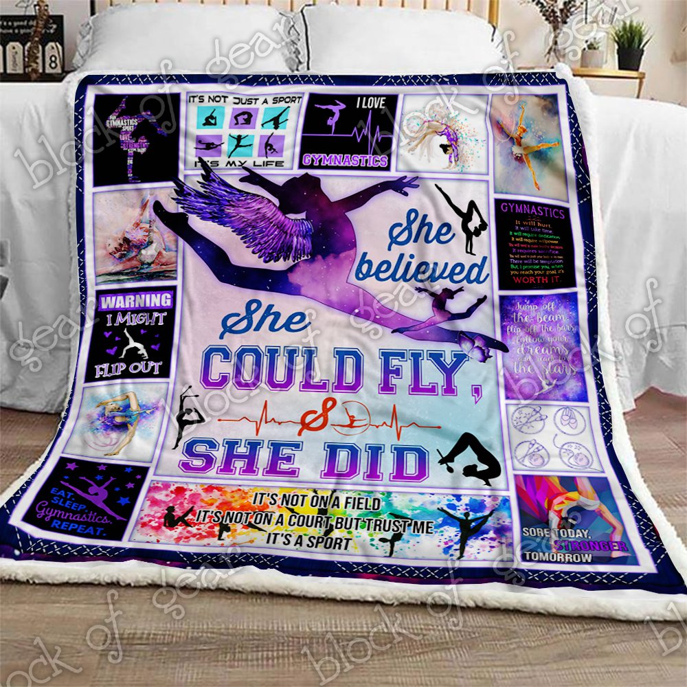 She Believed She Could Fly Gymnastics CL1909178MDF Sherpa Fleece Blanket