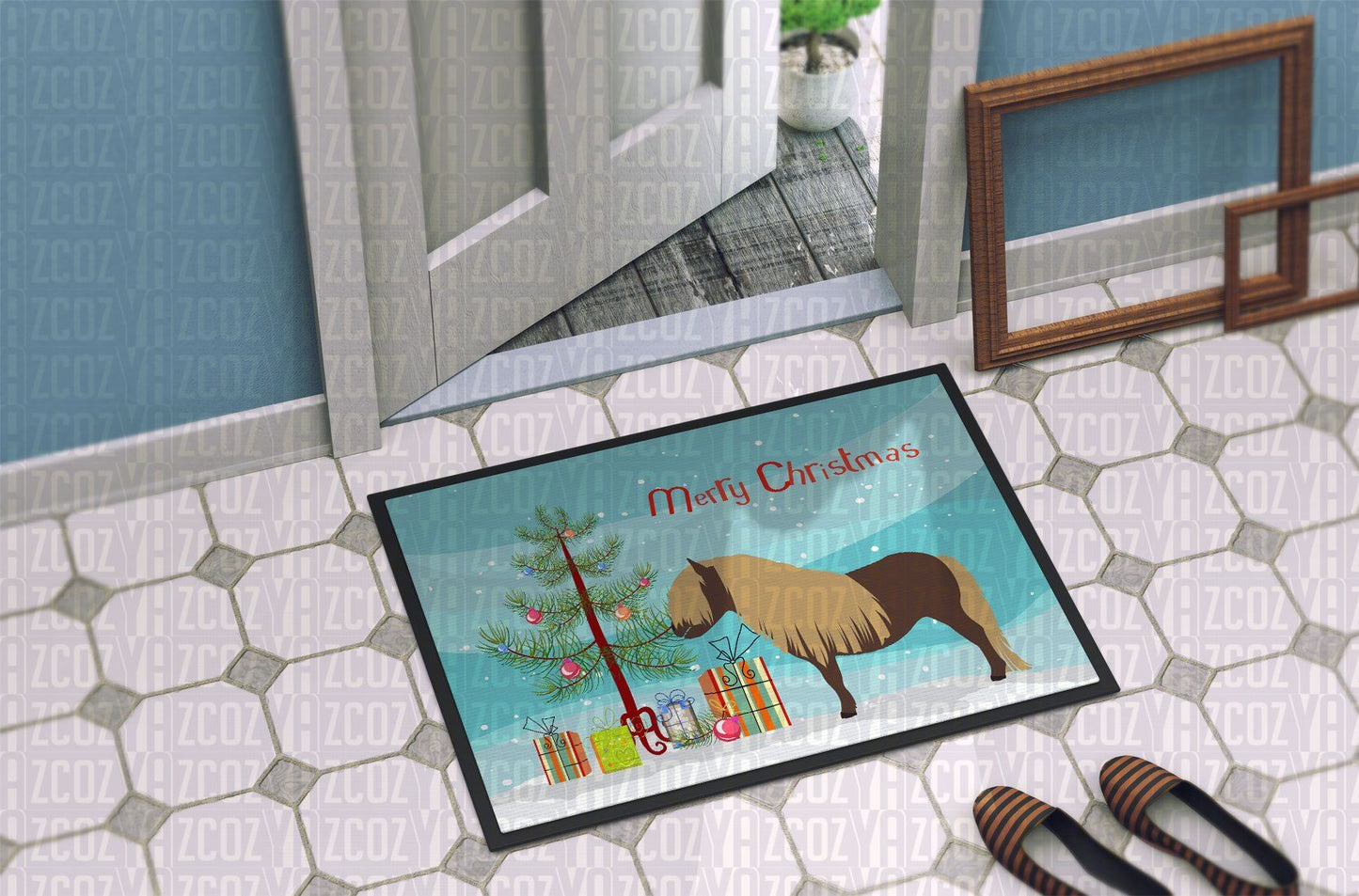 Shetland Pony Horse Christmas CL21110263MDD Non-slip Door mats