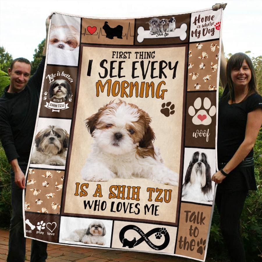 Shih Tzu CL02120993MDF Sherpa Fleece Blanket