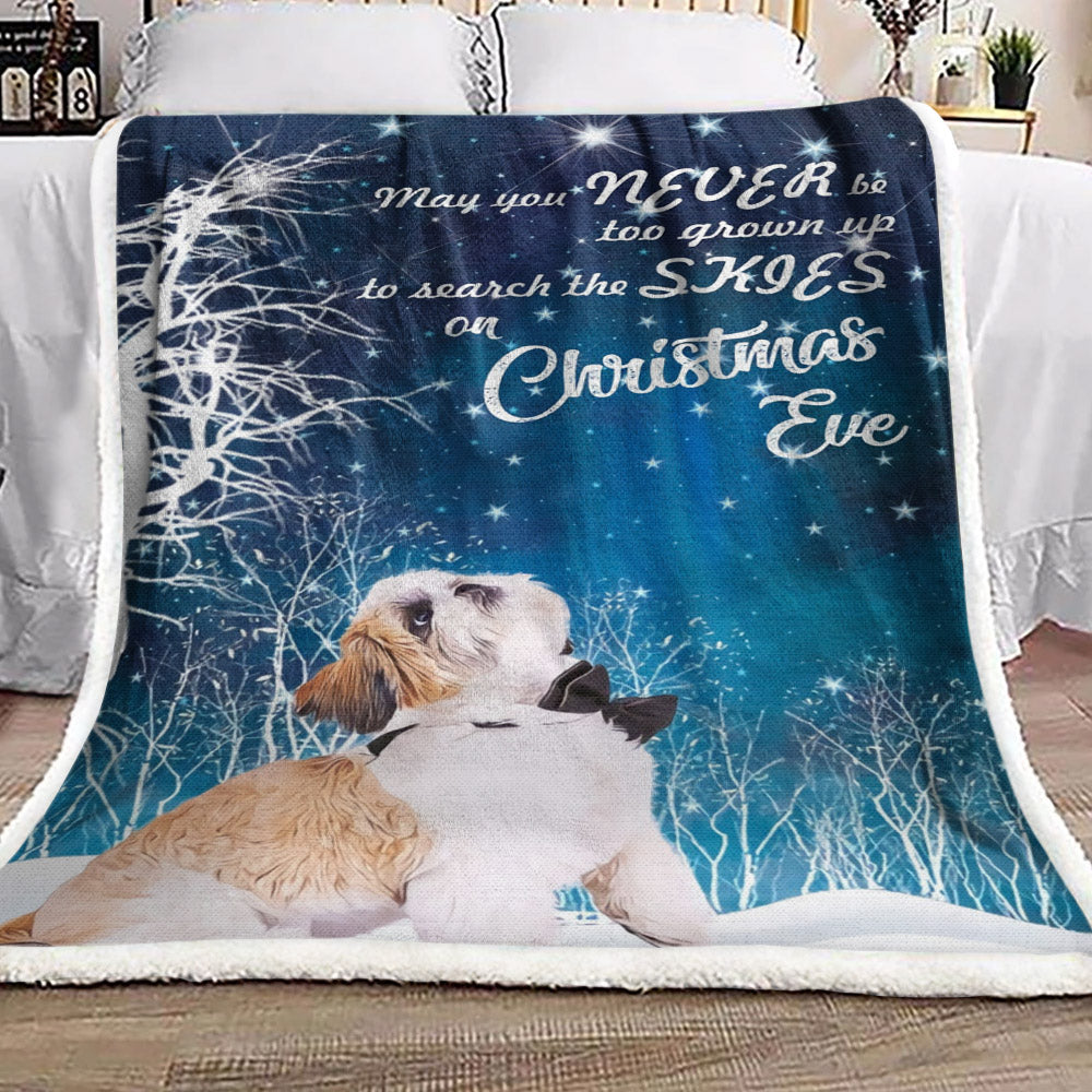 Shih Tzu Christmas HN1611102F Sherpa Fleece Blanket