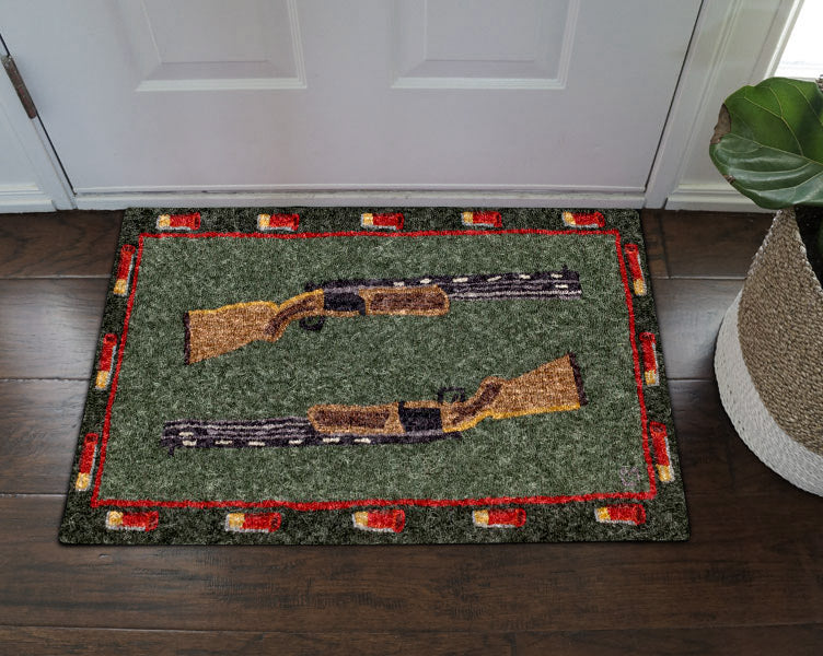 Shot Guns Hooked Wool Accent NT25100221D Non-slip Door mats