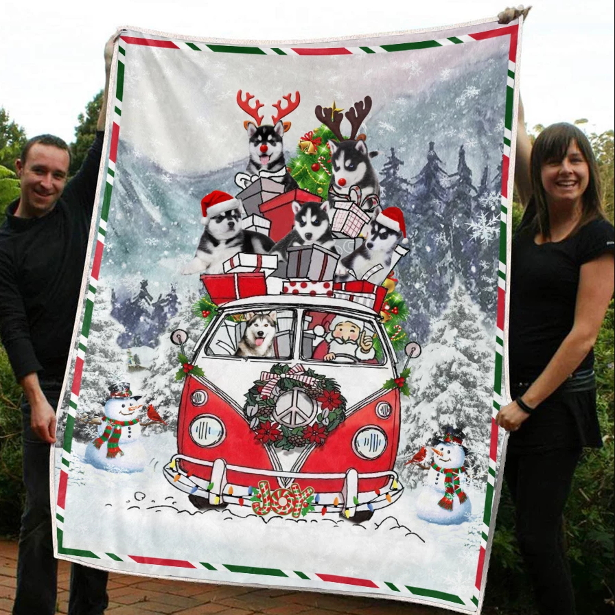 Siberian Husky Christmas CLM3110244S Sherpa Fleece Blanket