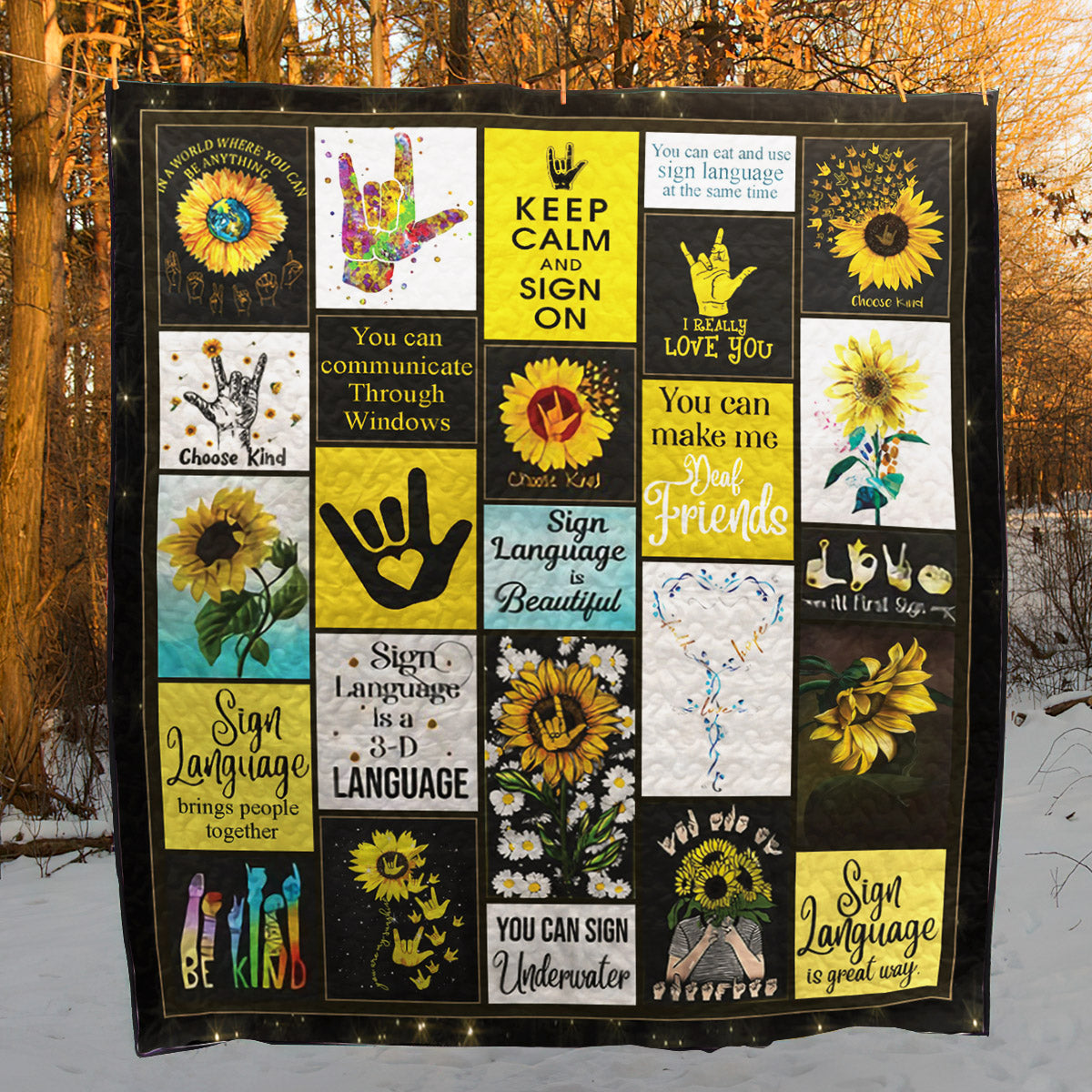 Sign Language CL30100092MDQ Quilt Blanket