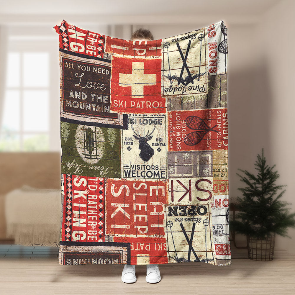 Ski Lodge TT0110137TT Sherpa Fleece Blanket