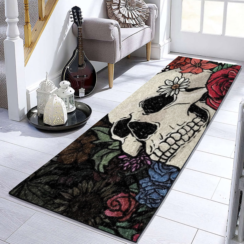 Skull Flower DN021041RU Runner Rug