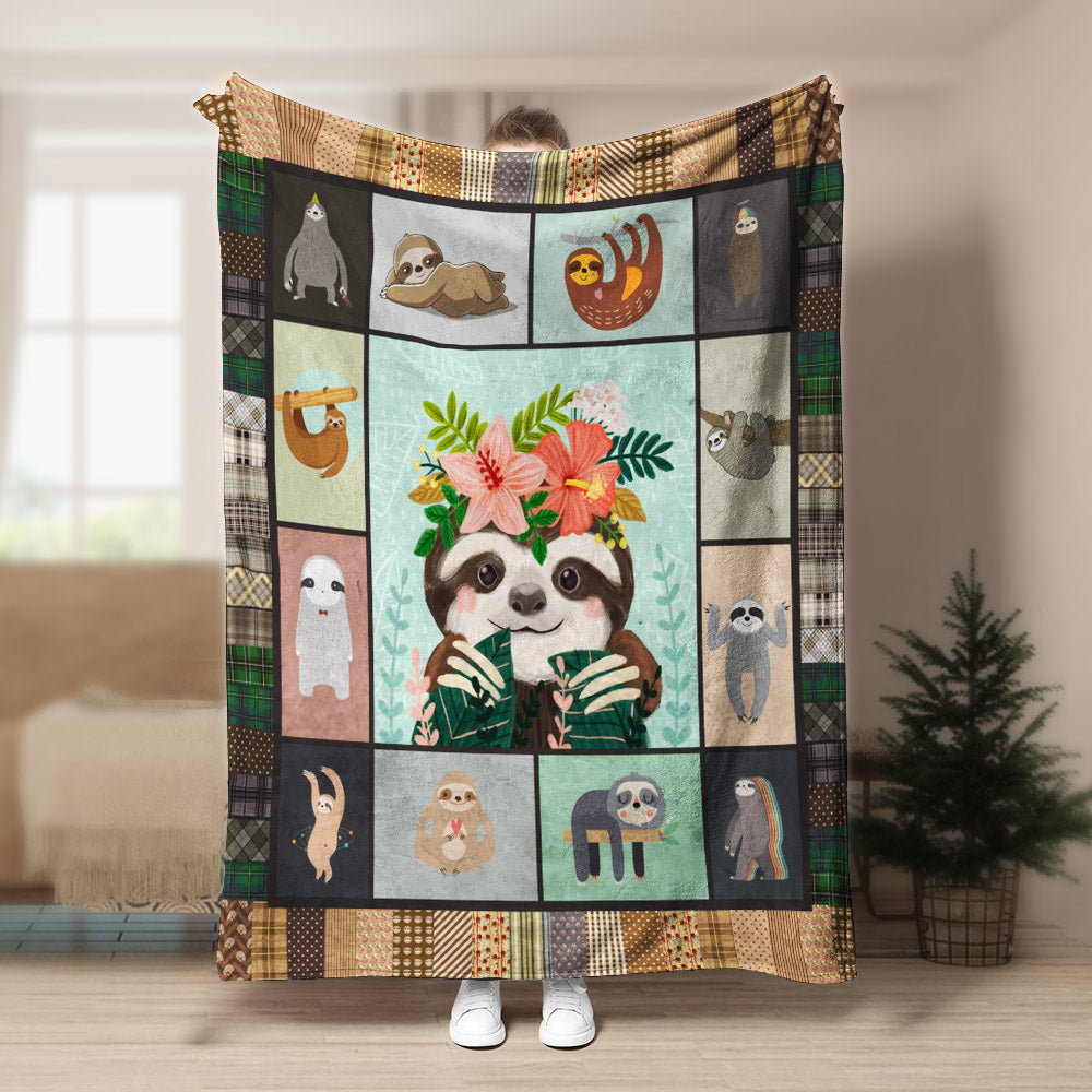 Sloth CL170856MD Sherpa Fleece Blanket