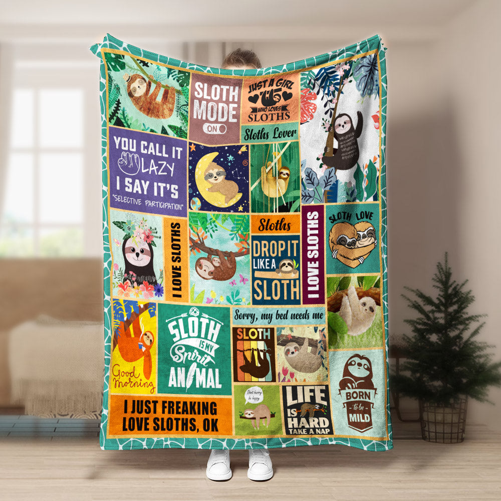 Sloth CL170857MD Sherpa Fleece Blanket