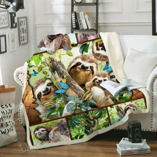 Sloth CLA0910049F Sherpa Fleece Blanket