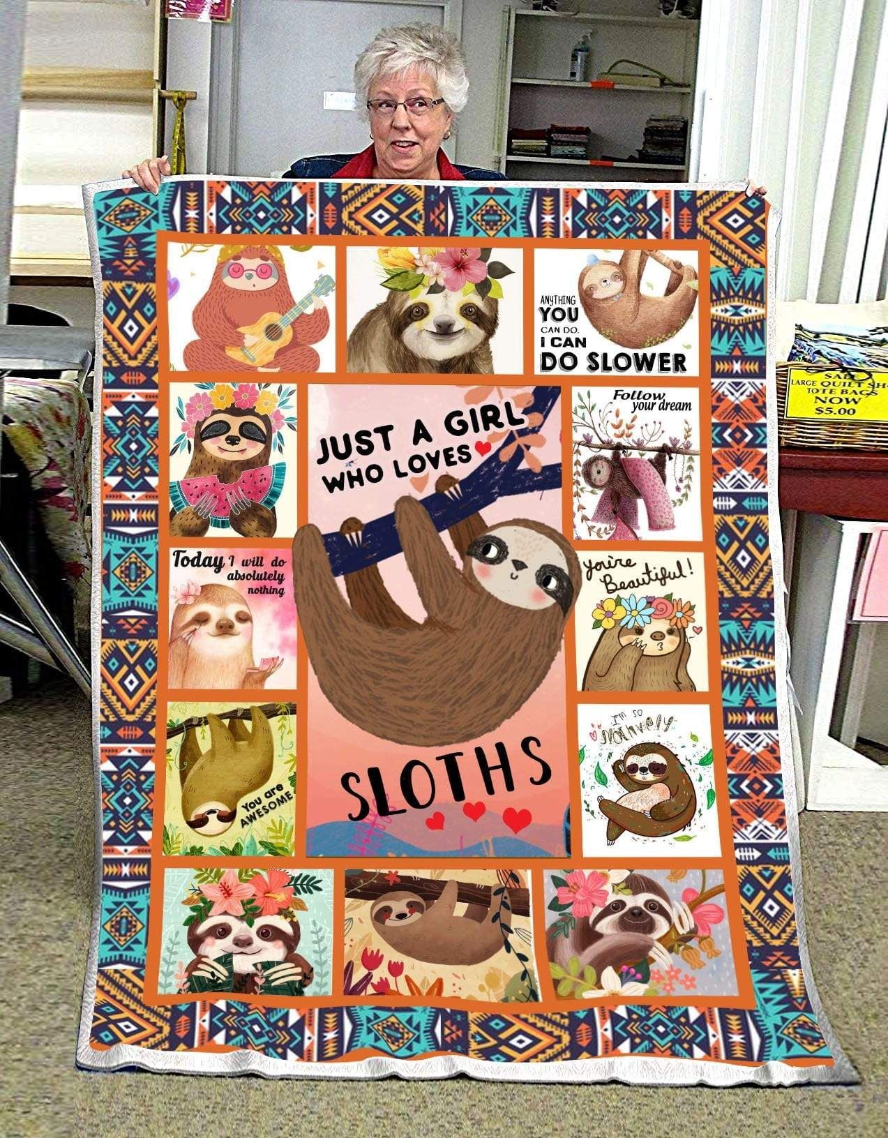 Sloth Just A Girl Who Loves Sloths CL25110412MDF Sherpa Fleece Blanket