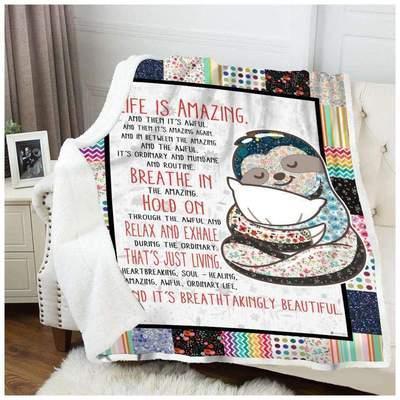 Sloth Life Is Amazing CLA1412312F Sherpa Fleece Blanket