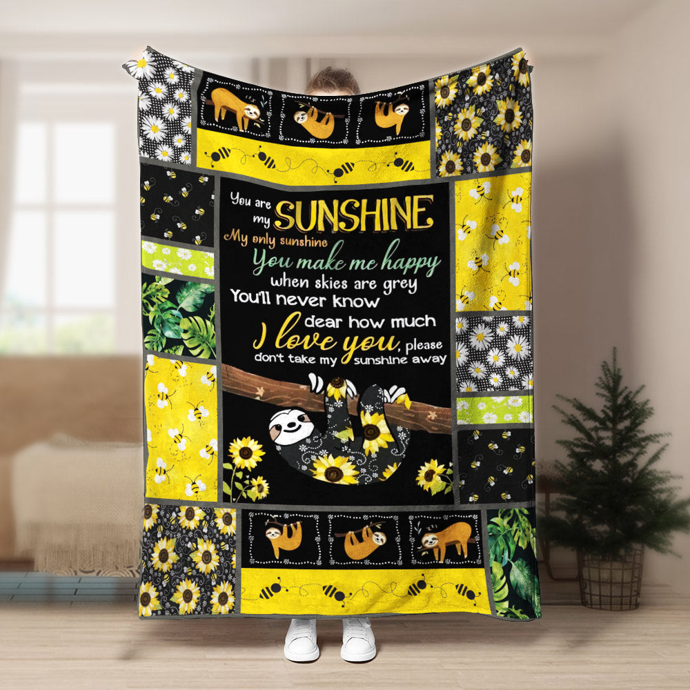 Sloth Sunflower CL280850MDF Sherpa Fleece Blanket