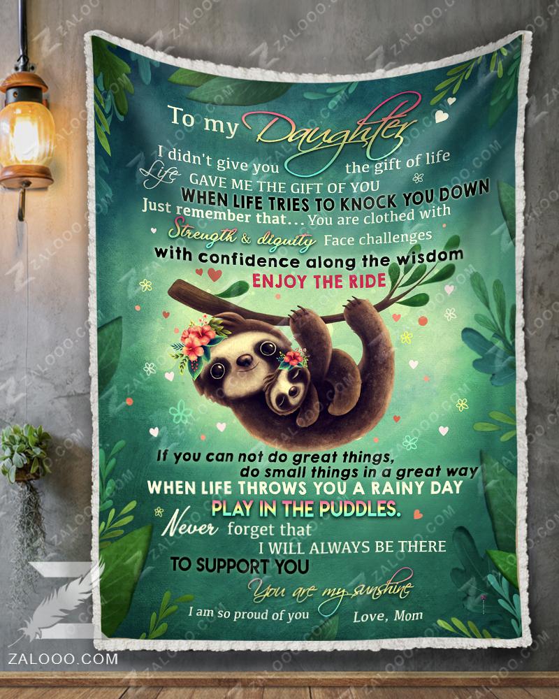 Sloth To My Daughter Love Mom CL29110644MDF Sherpa Fleece Blanket