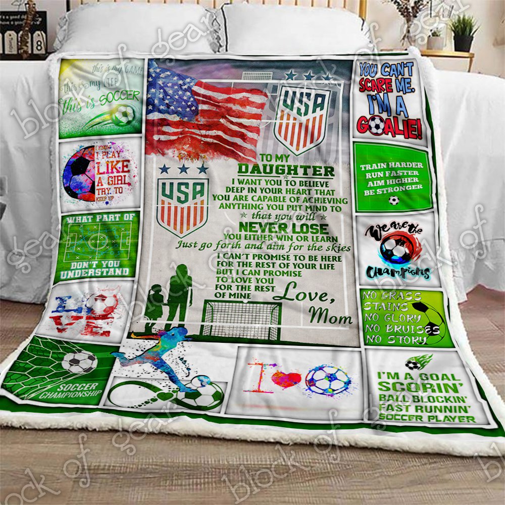Soccer Daughter Love Mom CL2709429MDF Sherpa Fleece Blanket