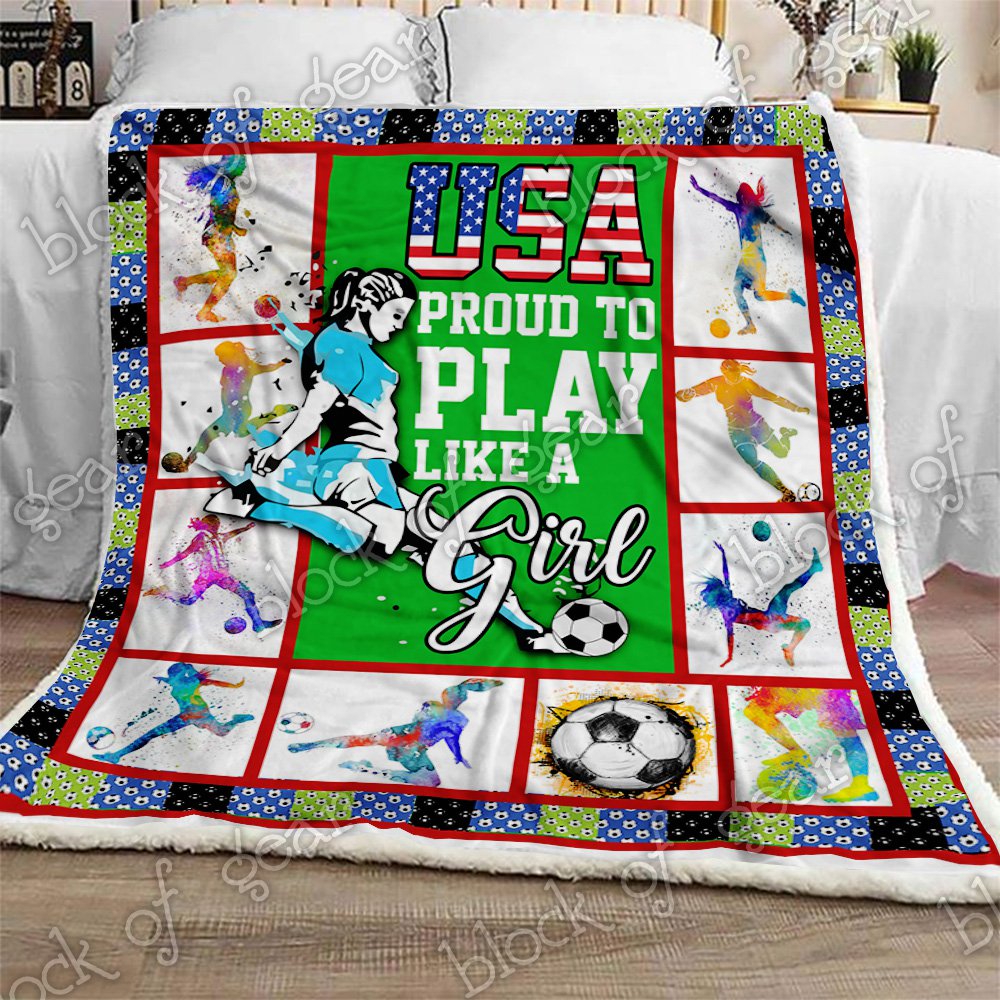 Soccer Girl Usa CL2709430MDF Sherpa Fleece Blanket