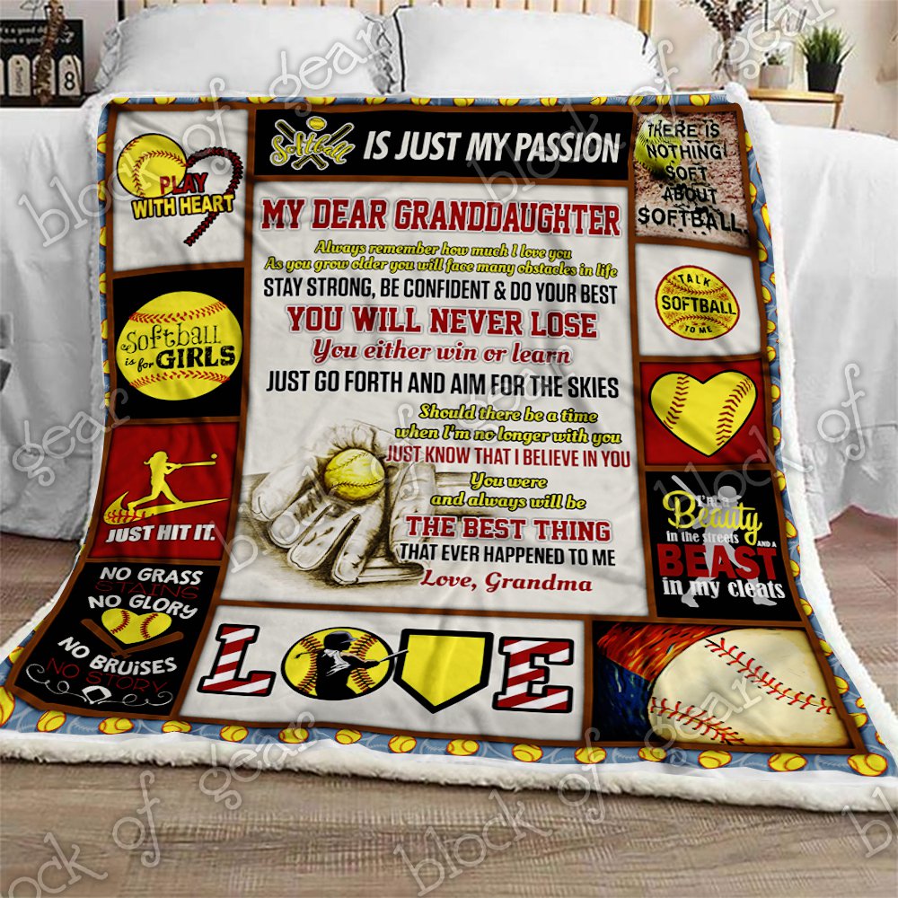 Softball Granddaughter Love Grandma CL2709433MDF Sherpa Fleece Blanket