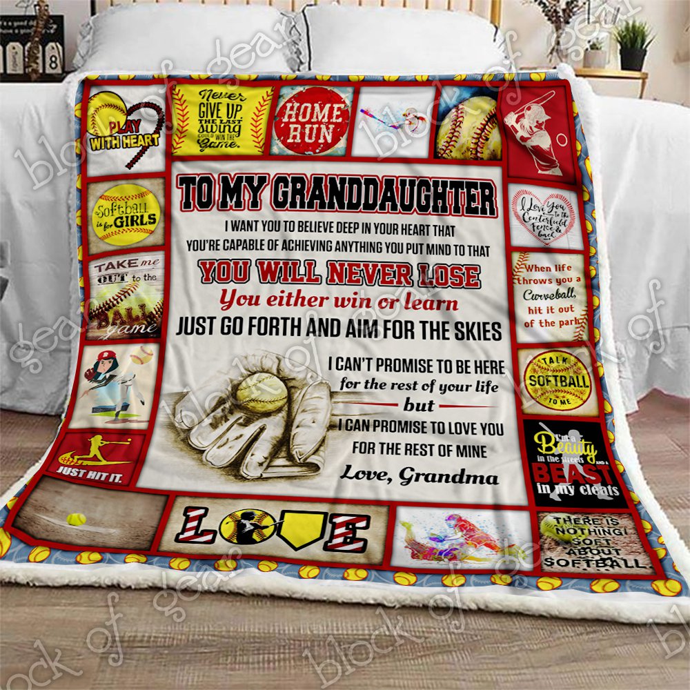 Softball Granddaughter Love Grandma CL281057MDF Sherpa Fleece Blanket