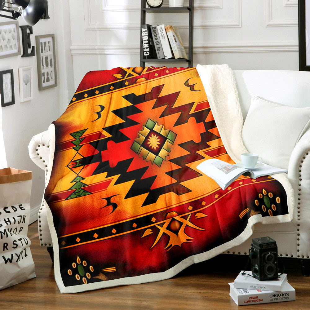 Pattern Sherpa Fleece Blanket Southwest Brown Symbol Native