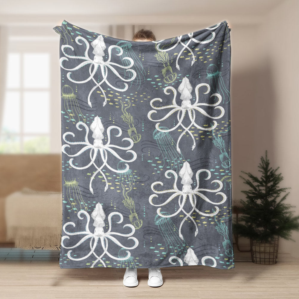 Squid Jellyfish CLA0910047F Sherpa Fleece Blanket