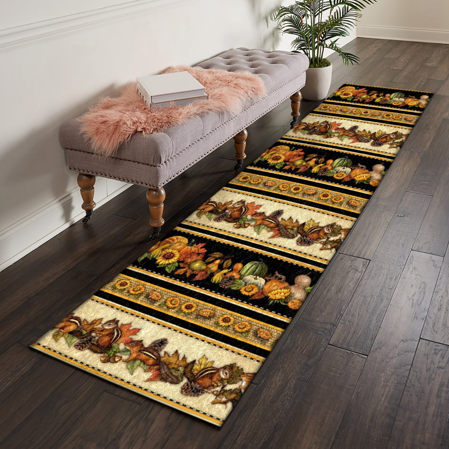 Squirrel And Autumn Food HT051024N Runner Rug