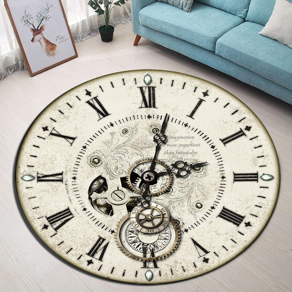 Steampunk Clock CLA2709254RR Round Area Rug