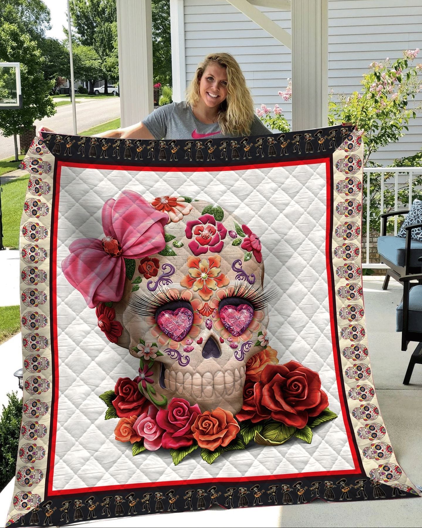 Sugar Skull CLH0512563Q Quilt Blanket