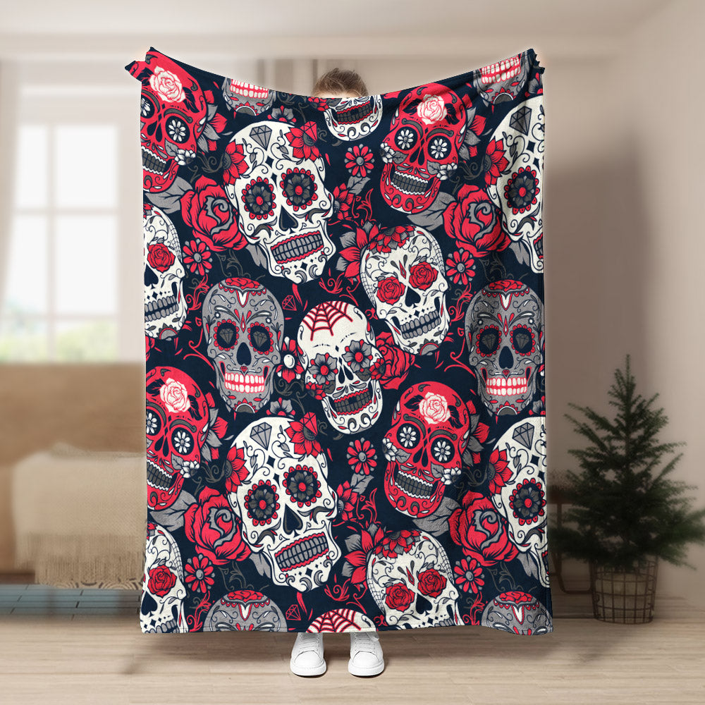 Sugar Skull BT200840F Sherpa Fleece Blanket