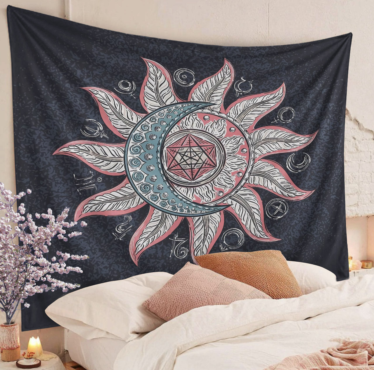 Sun And Moon Boho CLP070834 Decorative Wall Hanging Tapestry