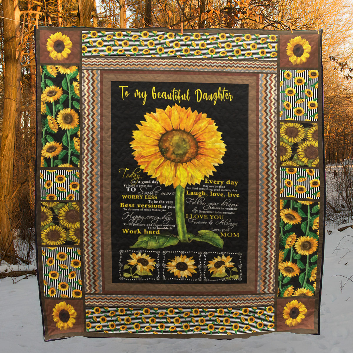 Sunflower To My Beautiful Daughter Mom CL01110257MDQ Quilt Blanket