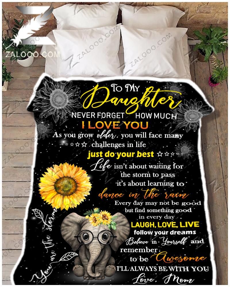 Sunflower Elephant Daughter Laugh Love Live Love Mom CL25110558MDF Sherpa Fleece Blanket