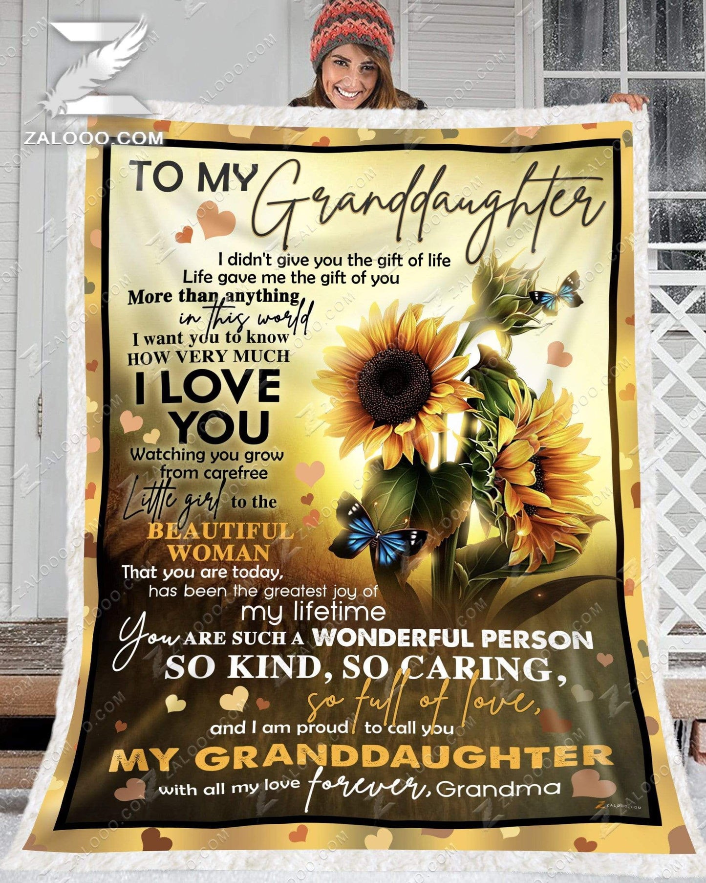 Sunflower For Granddaughter From Grandma Life Gave Me The Gift Of You CL25110602MDF Sherpa Fleece Blanket