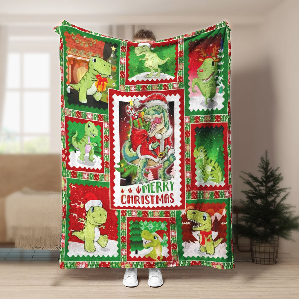 T Rex Xmas CLA21101060F Sherpa Fleece Blanket