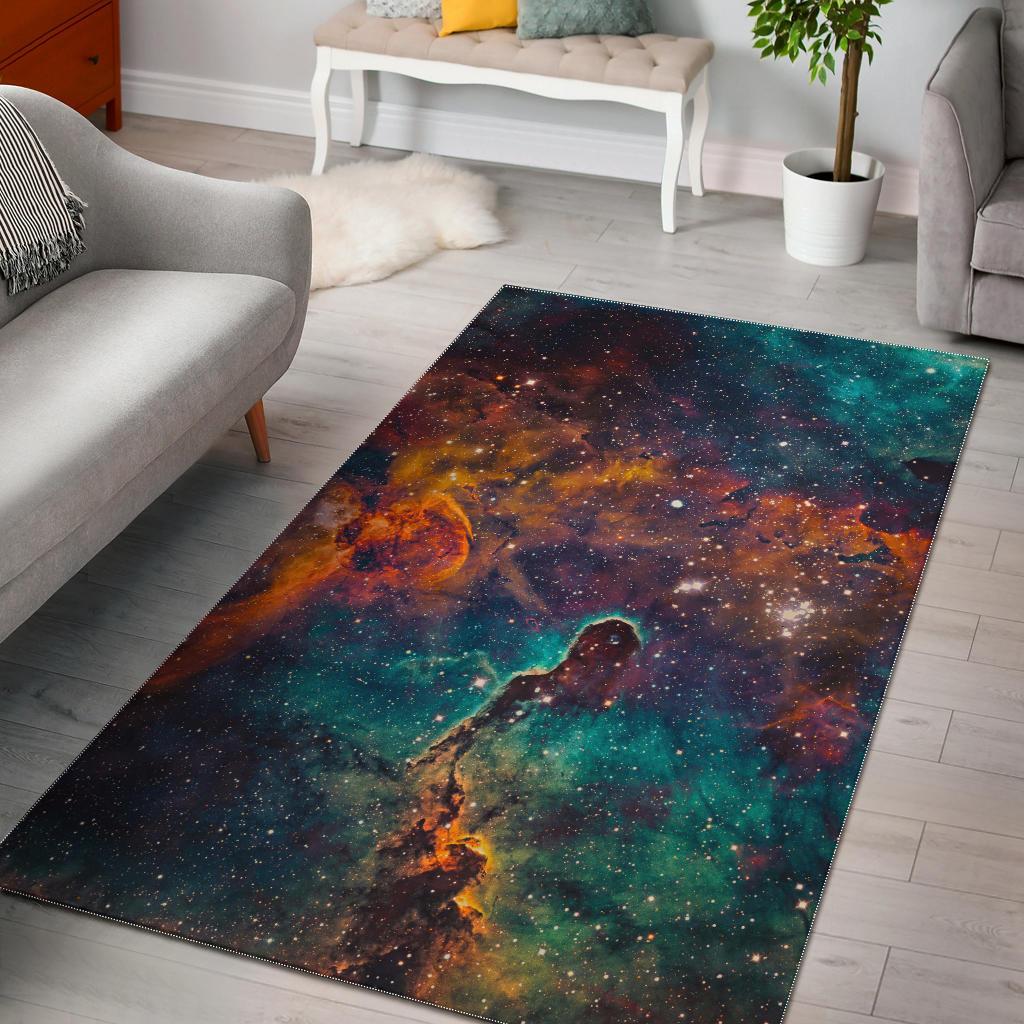 Teal Orange Universe Galaxy Space CL17100618MDR Rug